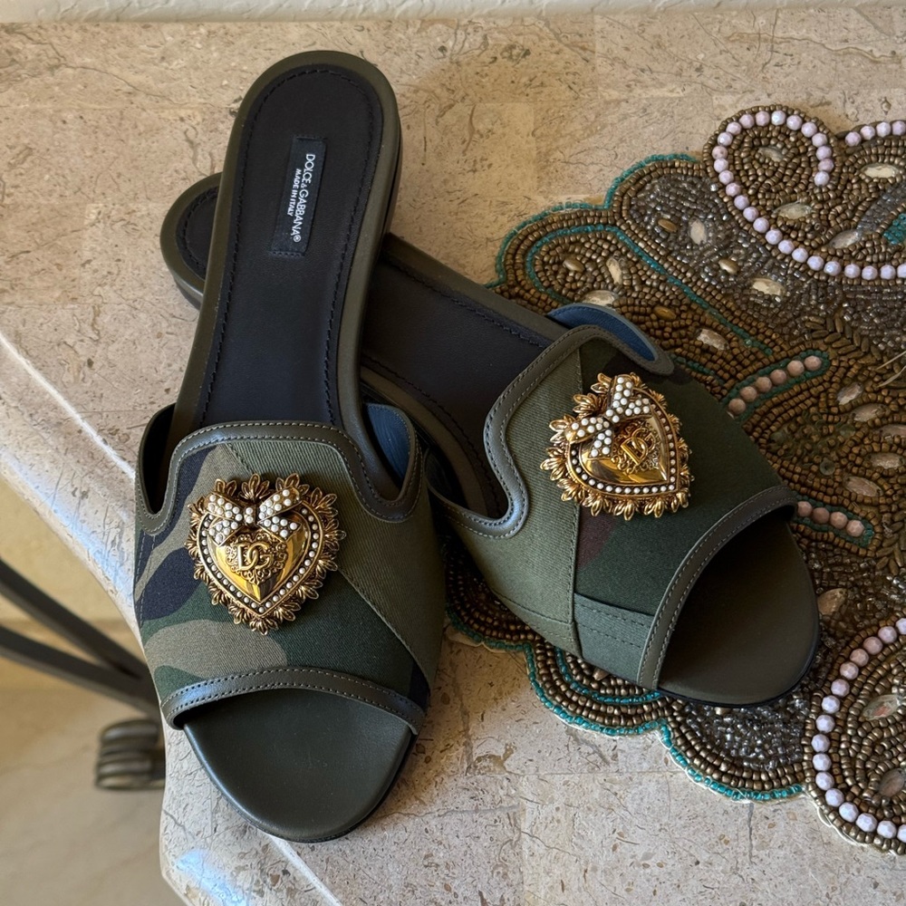 Dolce & Gabbana Devotion Camouflage Slide Sandals